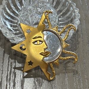 JJ Sun, Moon And Stars Gold -tone Brooch Pin